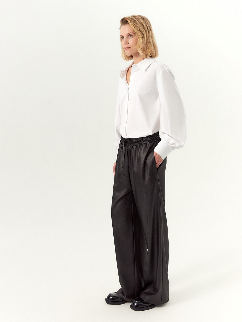 Брюки из фактурного атласа