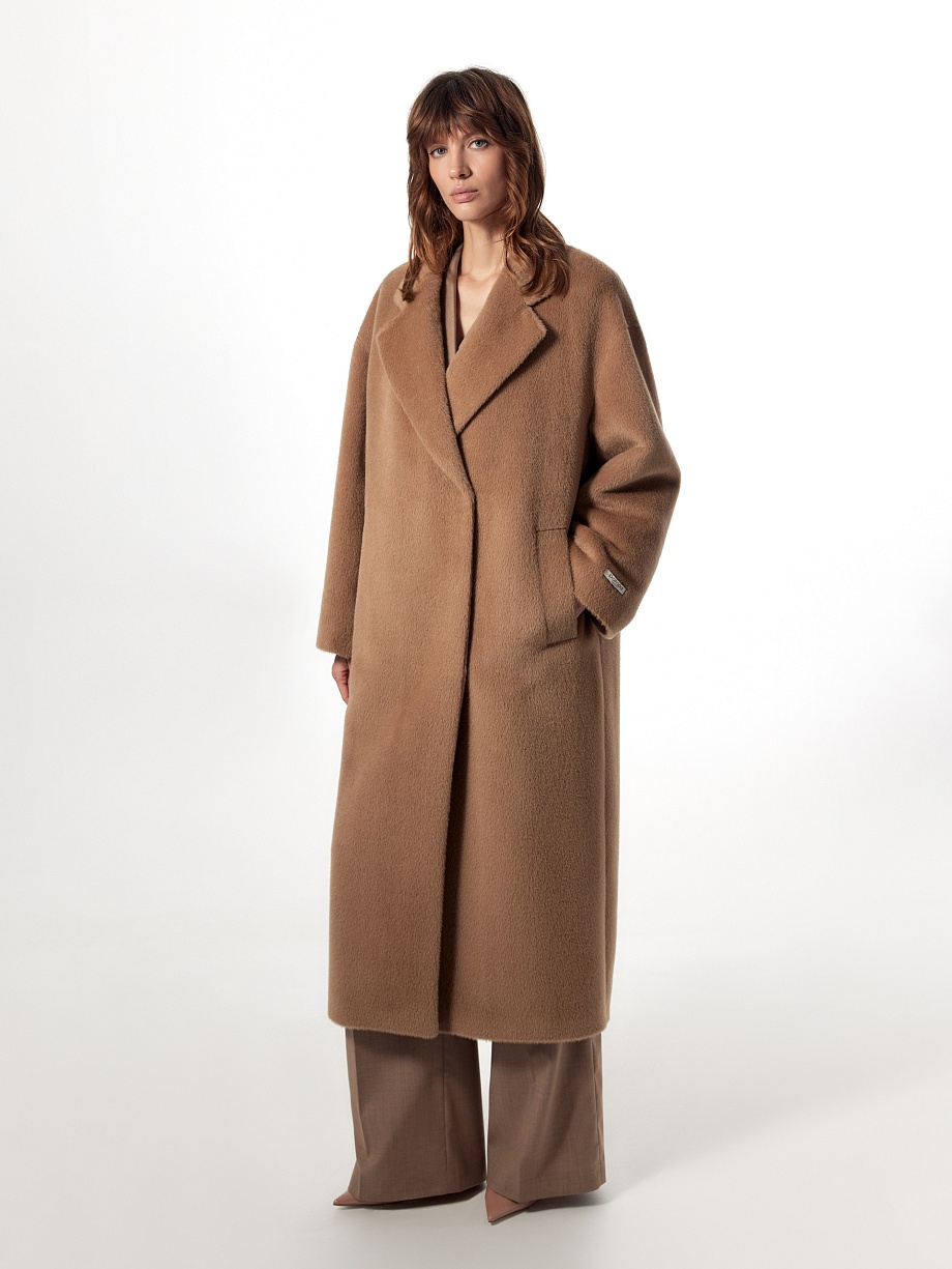 Пальто из шерсти Альпака Беби Сури с мембраной и утеплённой спинкой