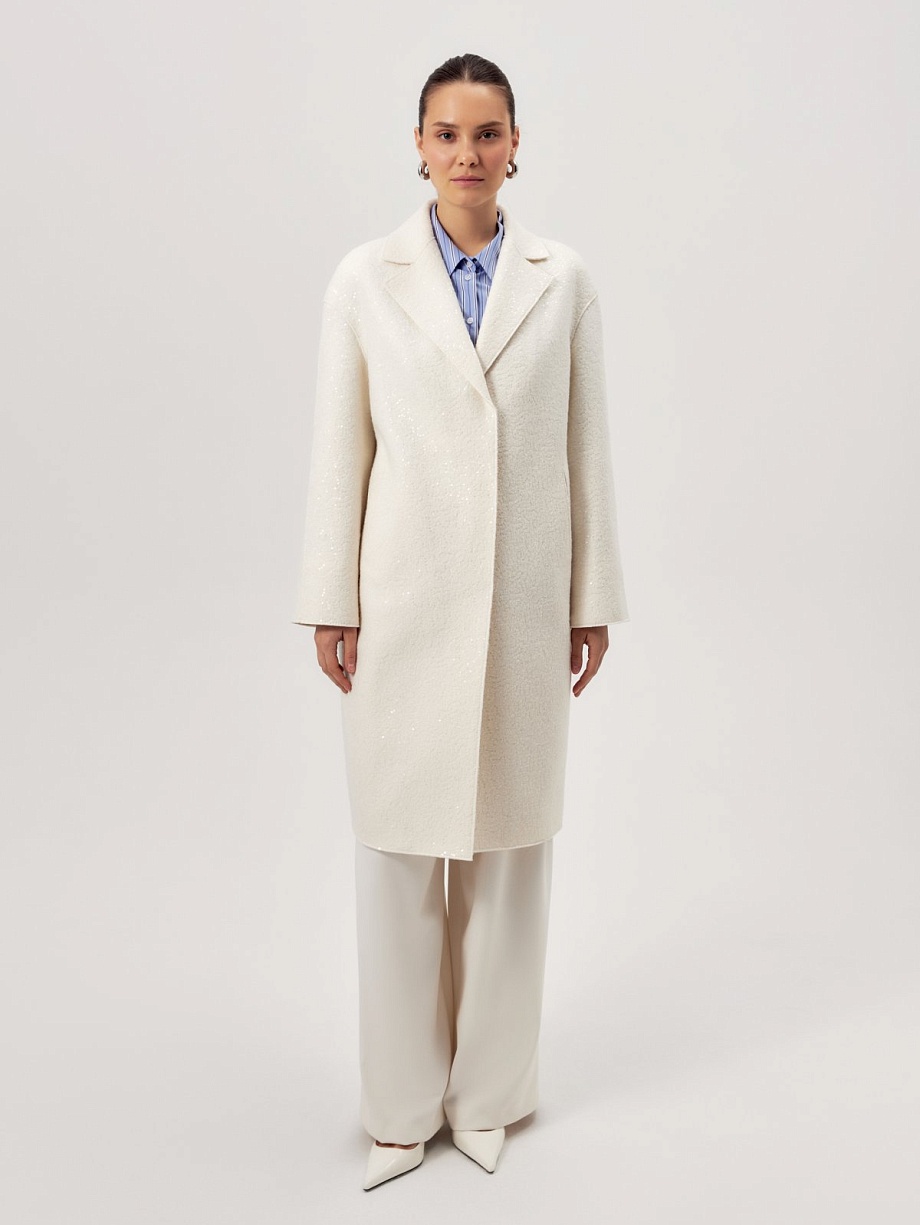  Пальто с мембраной из вареной шерсти с пайетками