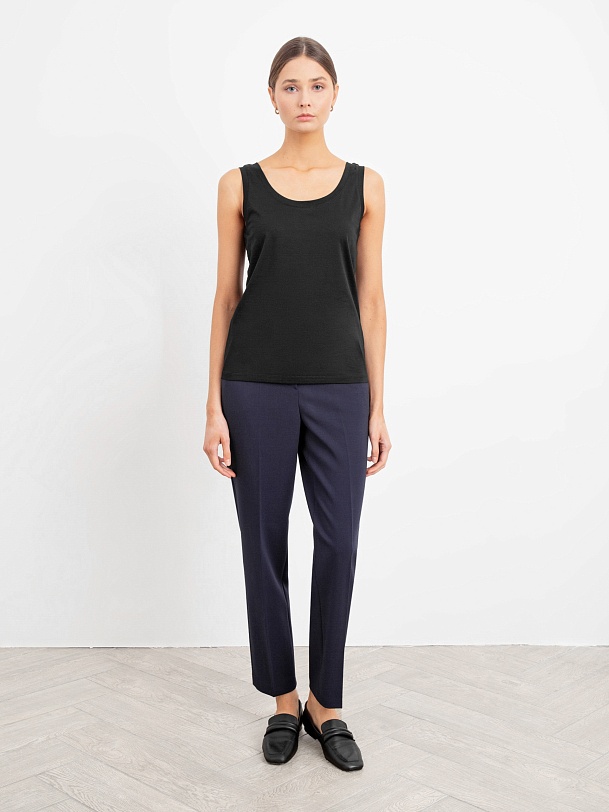 Трикотажный черный топ из 100% мерсеризированного хлопка