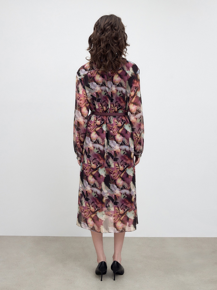 Платье из тонкого шифона с растительным принтом