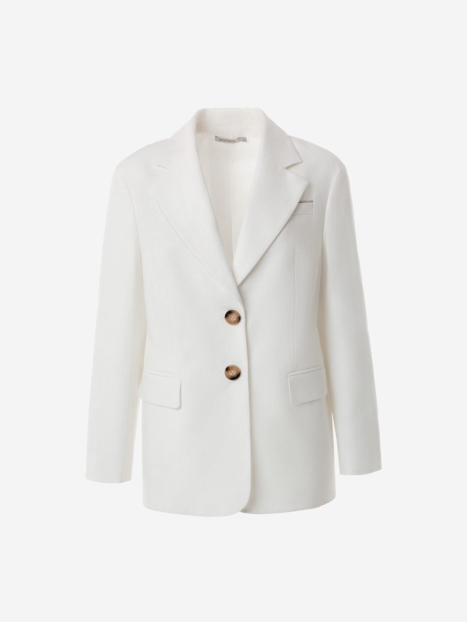 Белый жакет из фактурной хлопковой ткани