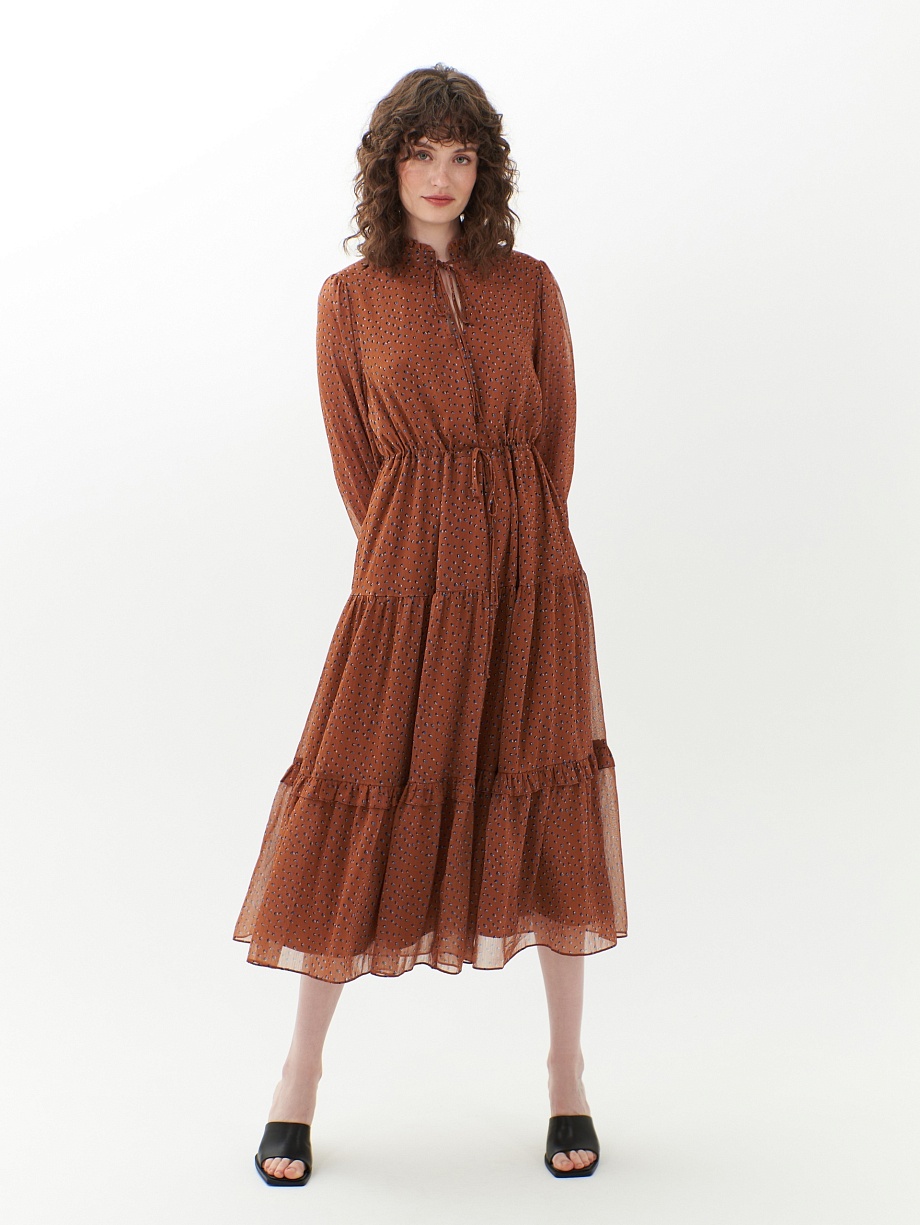 Шифоновое платье с мелким принтом