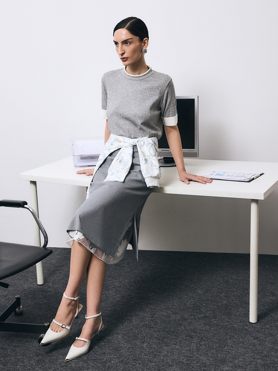 Юбка миди из костюмной ткани