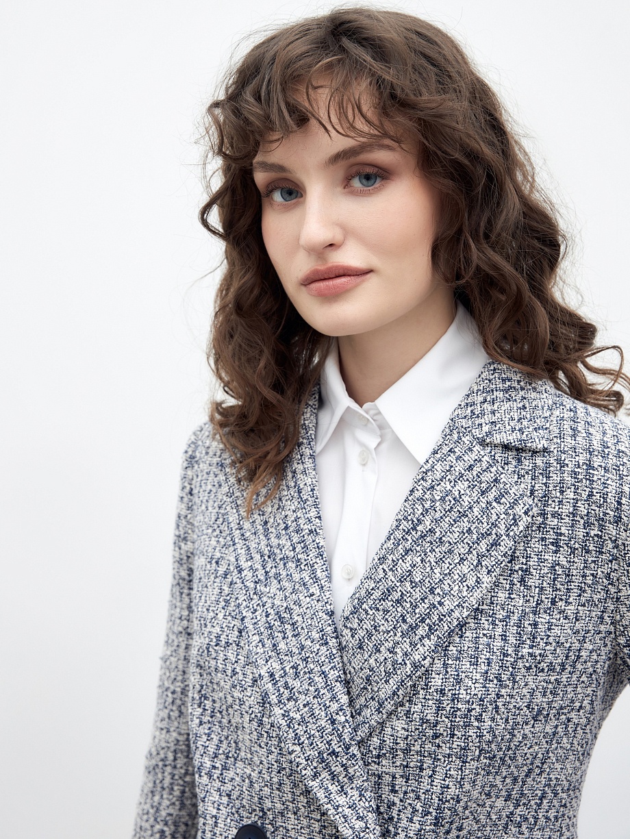 Двубортный твидовый жакет