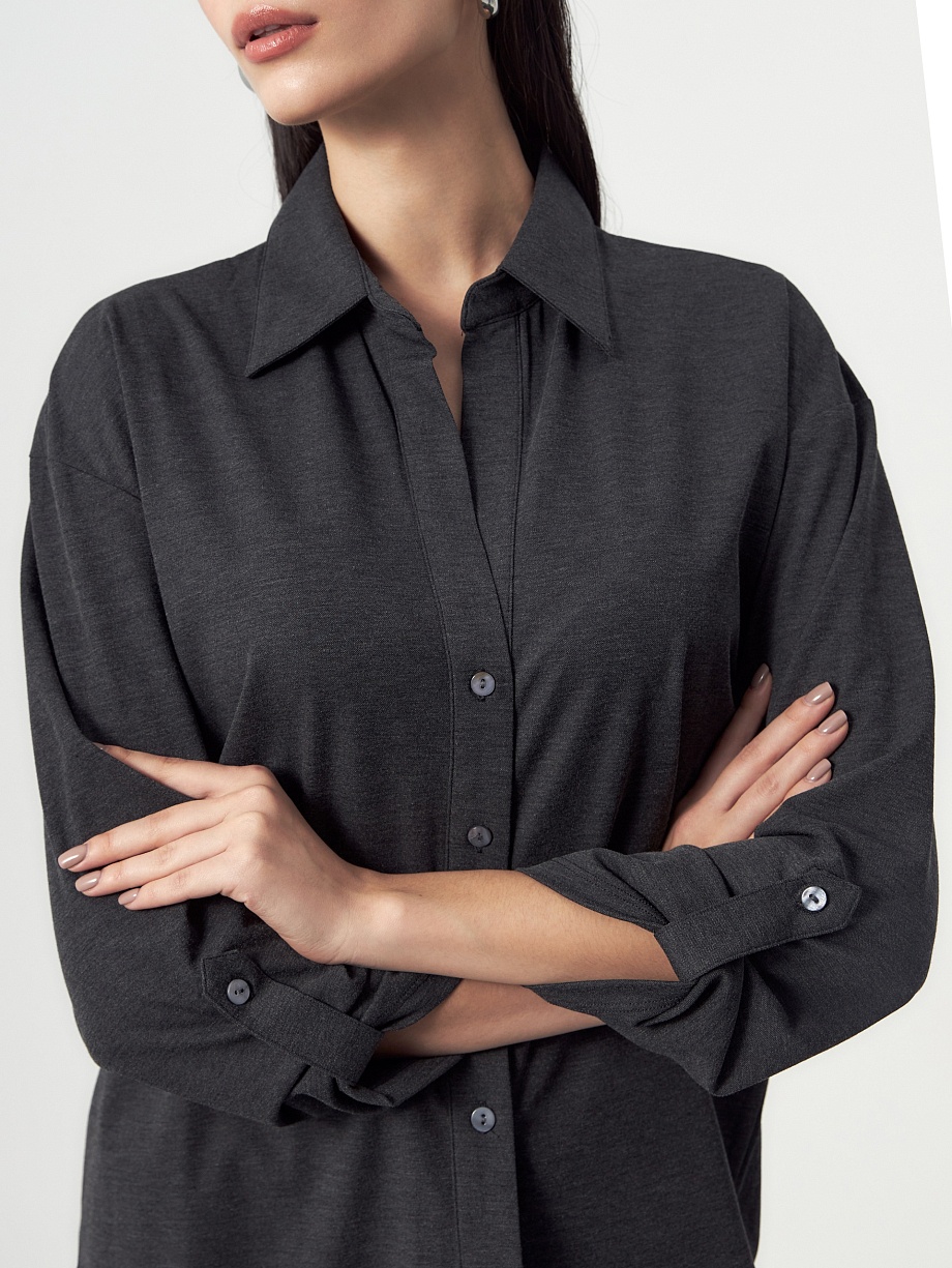 Прямая блуза из вискозного трикотажа