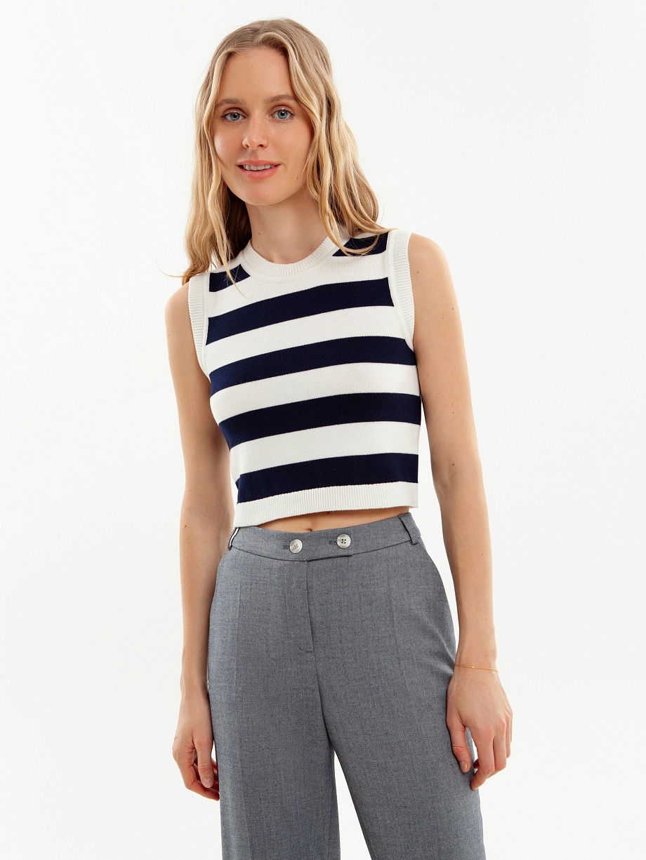 Вязаный кроп-топ из вискозы и хлопка