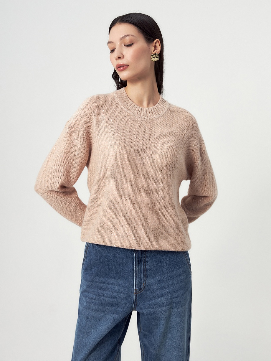 Джемпер из вязаного трикотажа с пайетками и люрексом