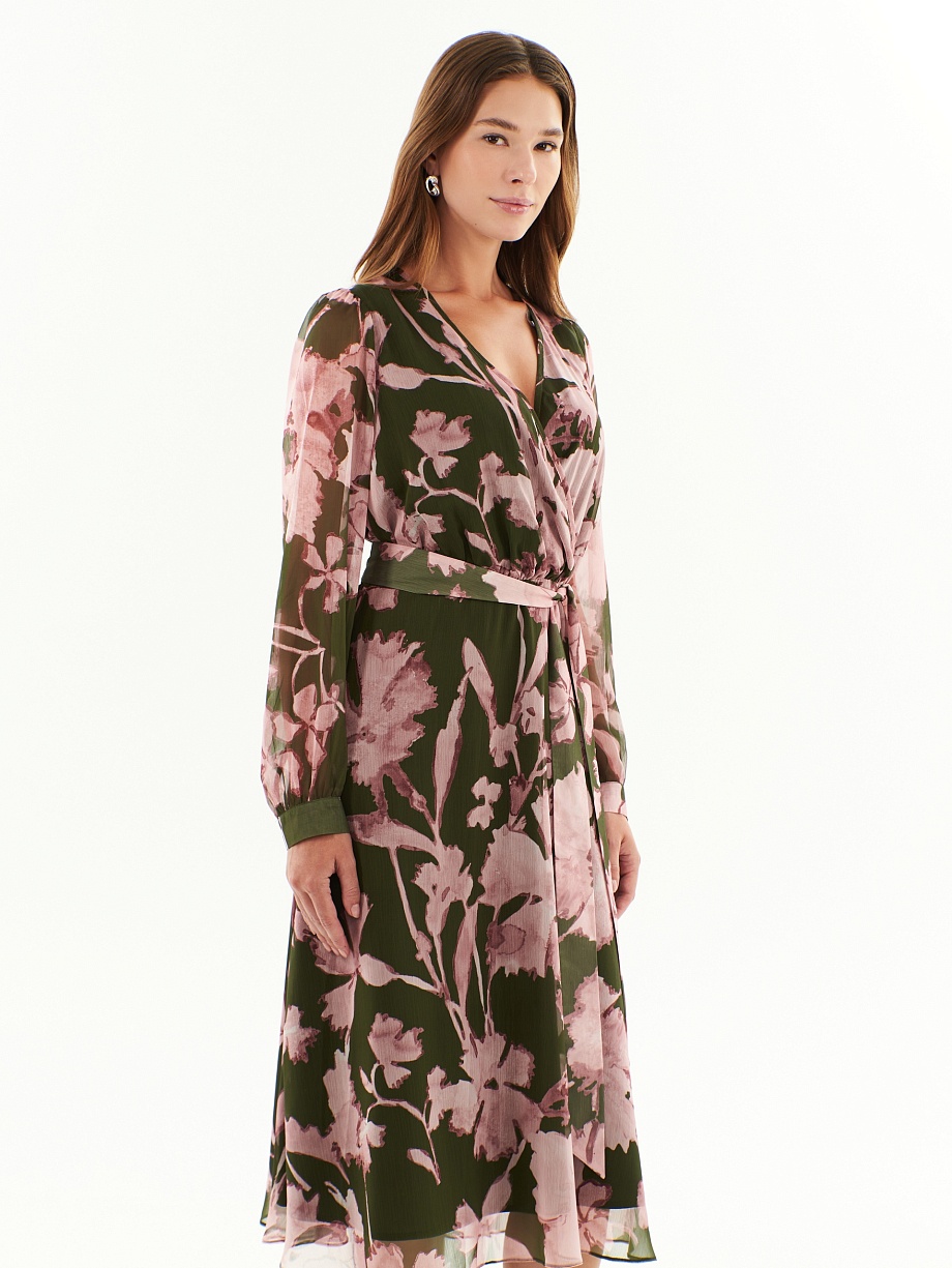 Свободное шифоновое платье с цветочным принтом