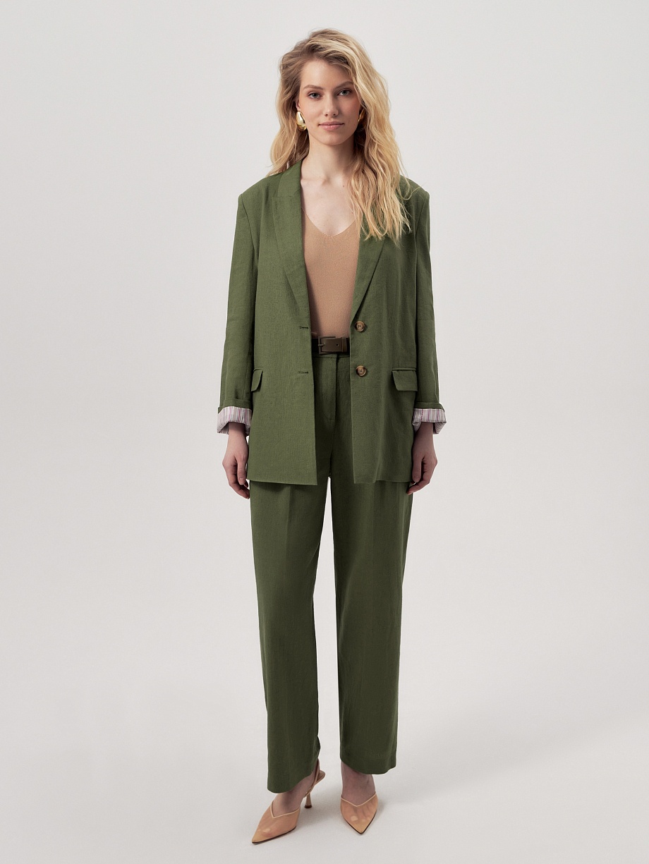 Прямой жакет из смесового льна