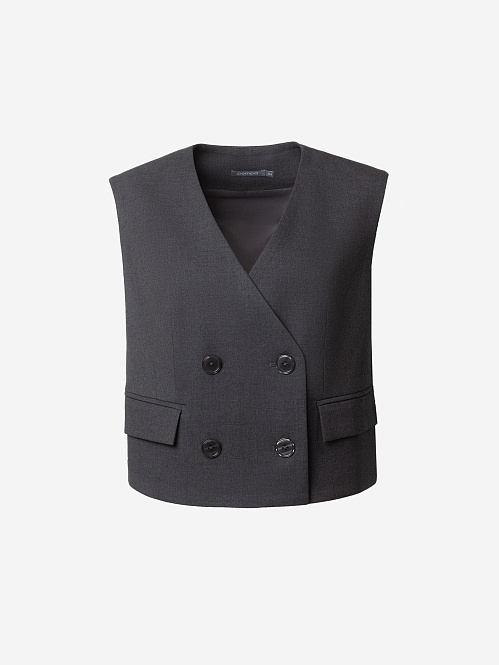 Жилет укороченный с вышивкой на спинке POMPA