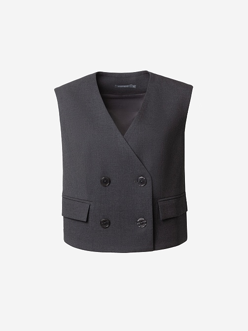 Жилет укороченный с вышивкой на спинке POMPA