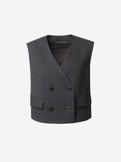 Жилет укороченный с вышивкой на спинке