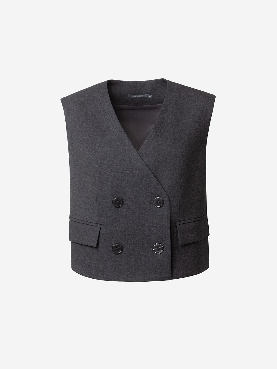 Жилет укороченный с вышивкой на спинке