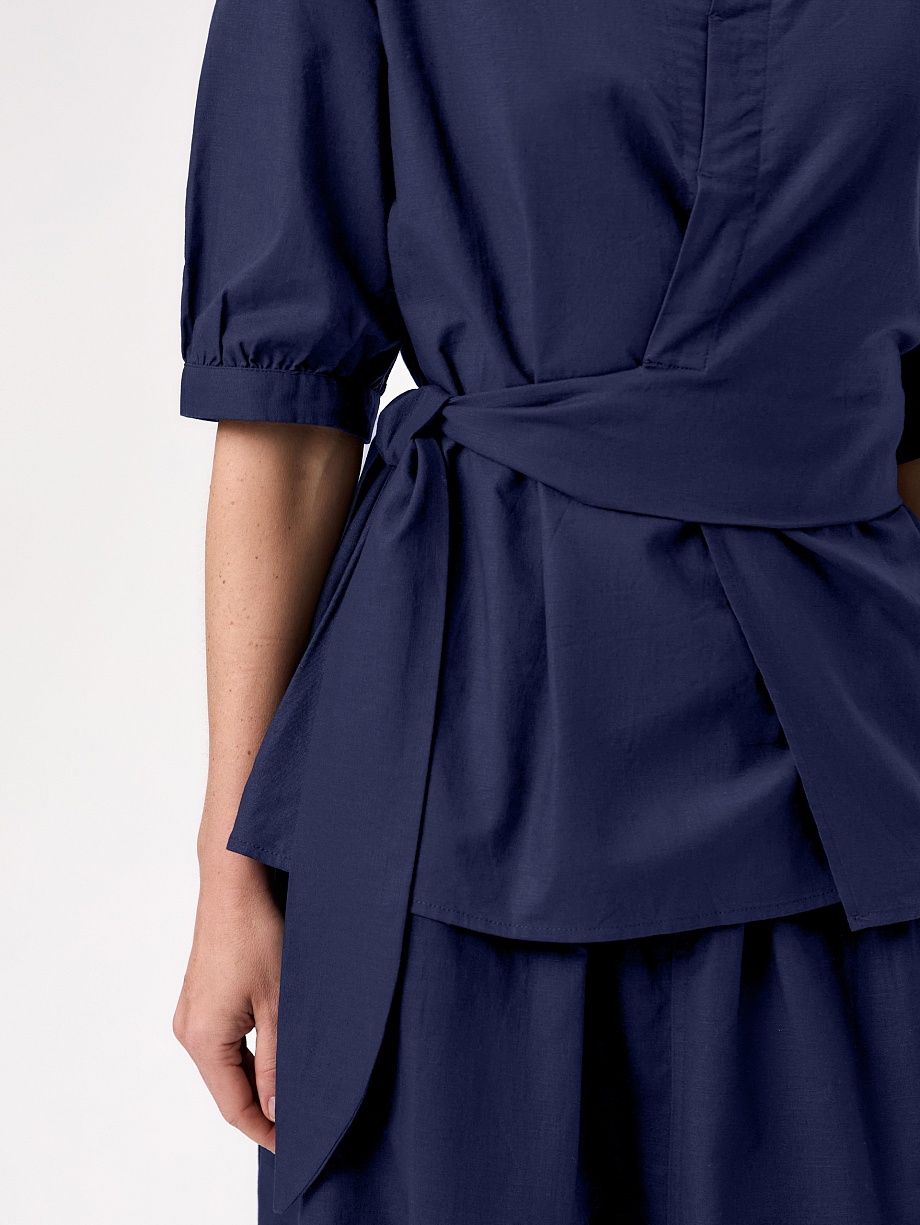 Блуза на запах из хлопка и льна