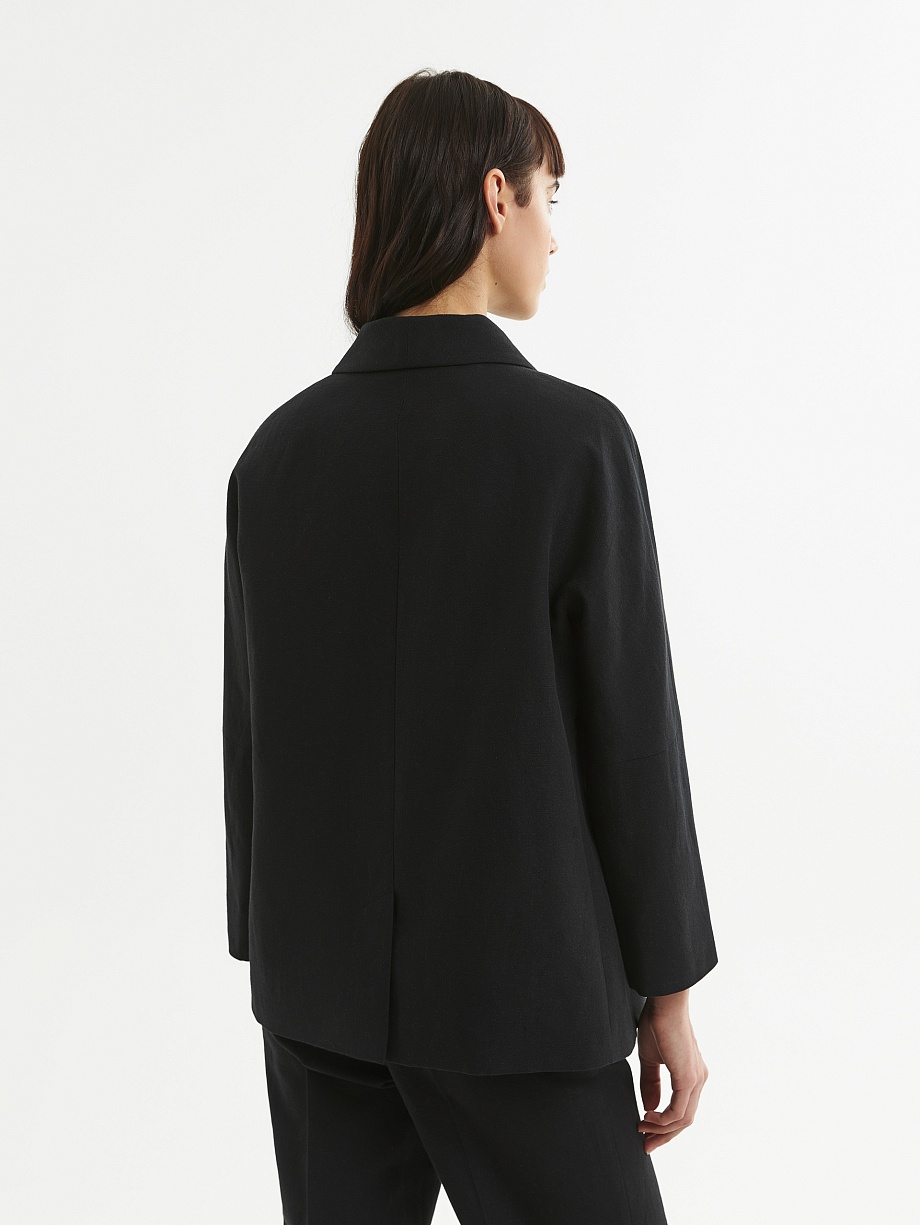 Жакет из хлопка и льна с укороченным рукавом