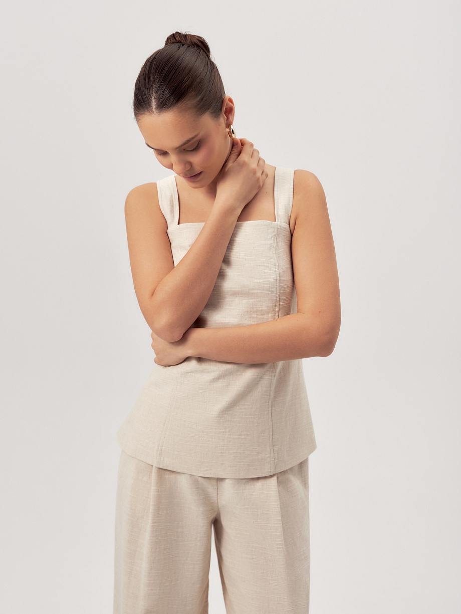 Летний топ из хлопка и льна