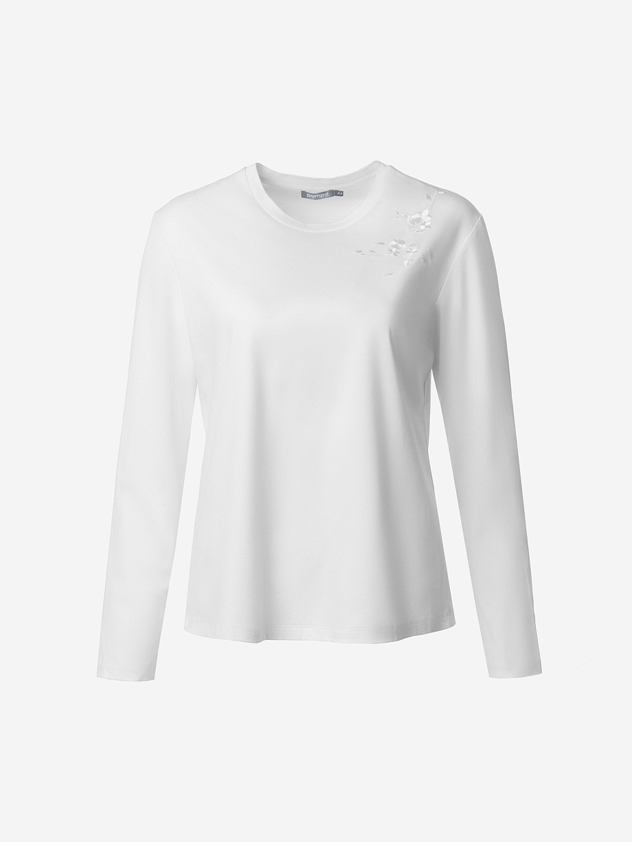 Лонгслив из натуральной ткани с шелком и вышивкой