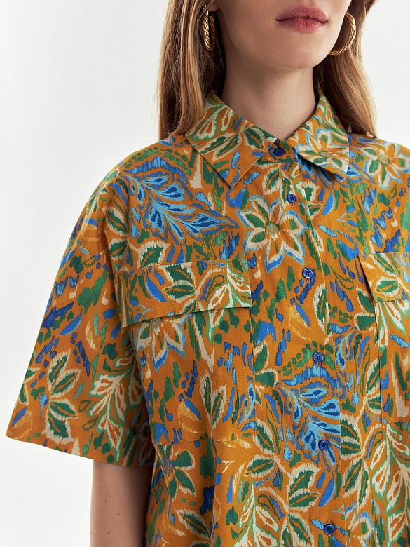 Летняя свободная блуза из хлопка POMPA арт.4149300sb0390