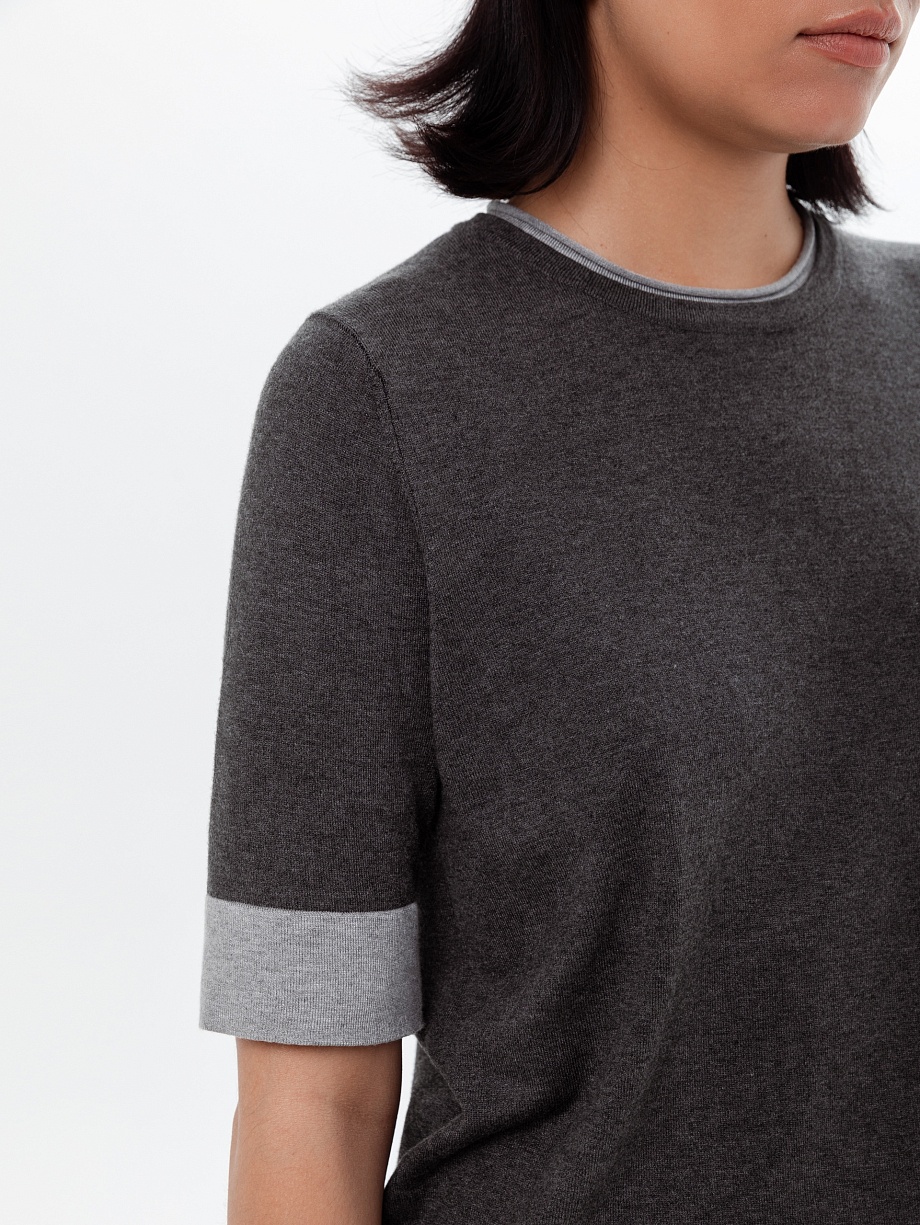 Джемпер с коротким рукавом из вискозного трикотажа