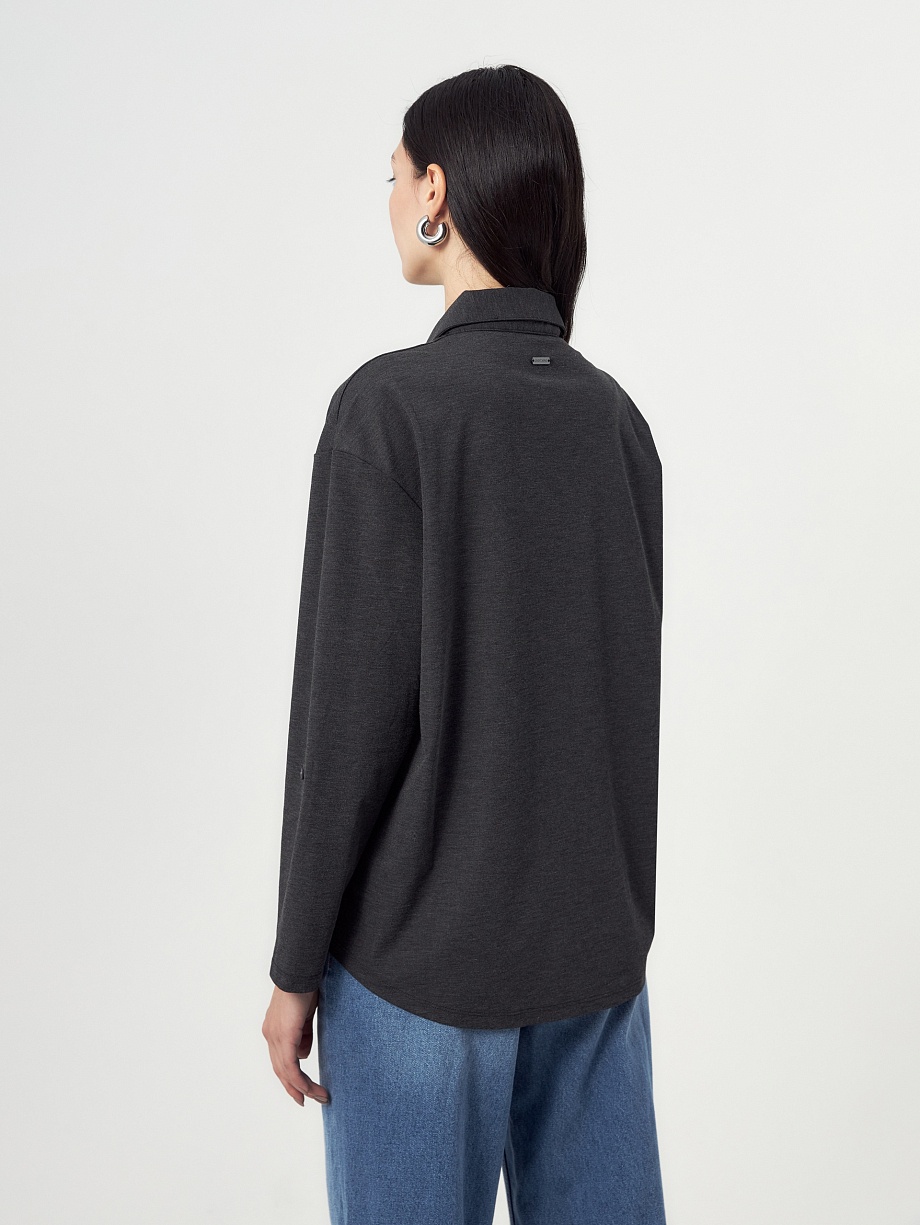 Прямая блуза из вискозного трикотажа