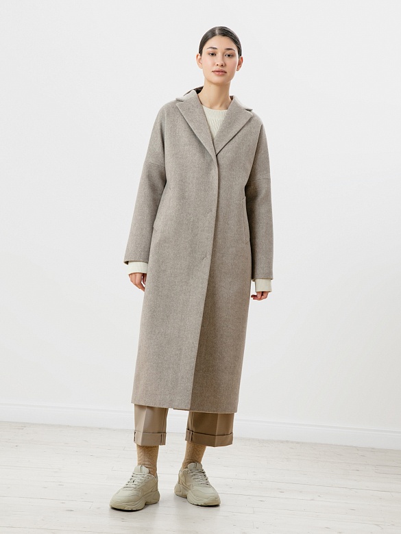 Однобортное пальто с мембраной силуэта удлиненный кокон POMPA арт.1012812p10090
