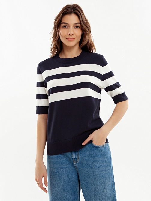 Вязаный джемпер из 100% хлопка с коротким рукавом