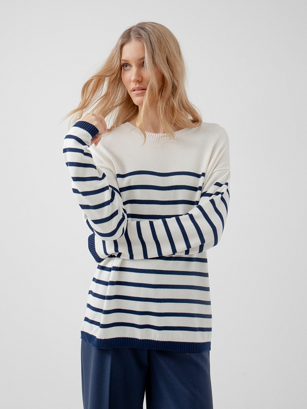 Джемпер свободный в бретонскую полоску