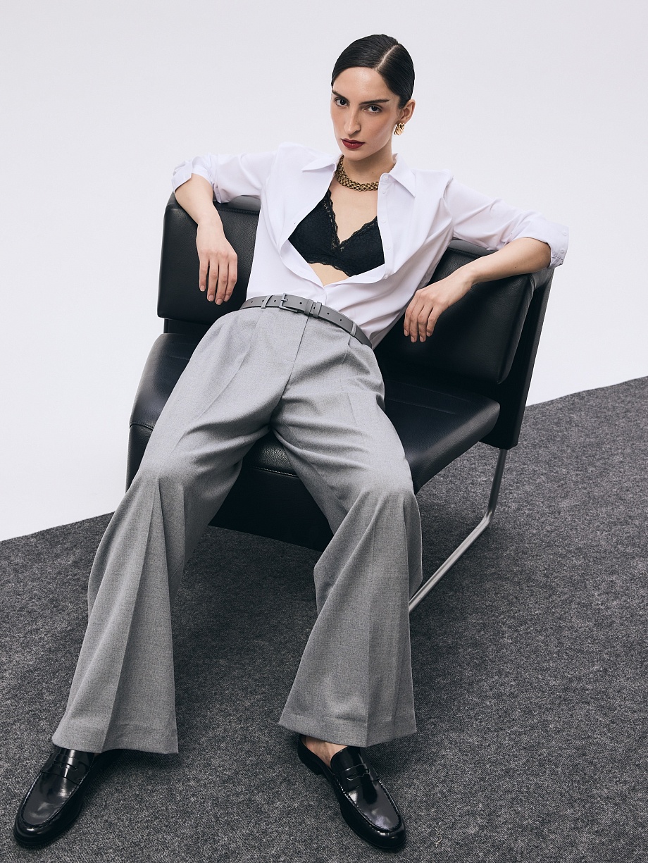 Брюки-палаццо из костюмной ткани