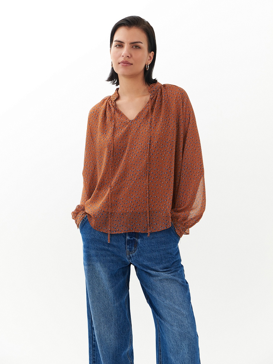 Блуза из шифона с мелким принтом