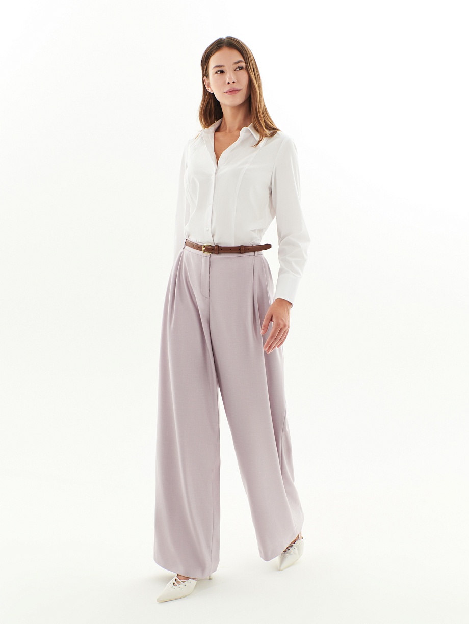 Широкие брюки со складками из костюмной ткани 