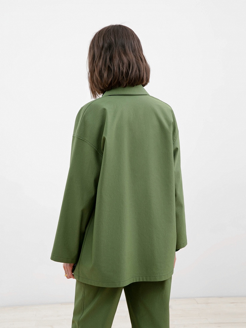 Жакет-рубашка женская зеленая POMPA