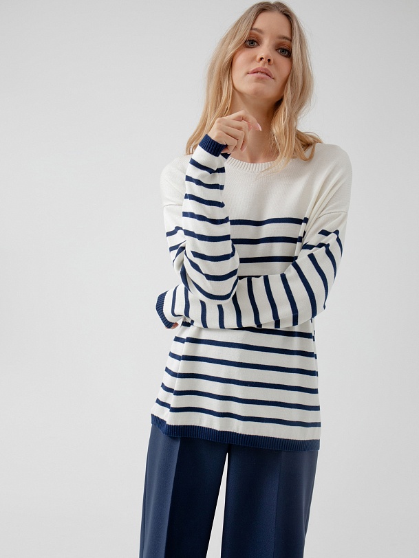Джемпер свободный в бретонскую полоску