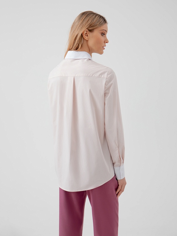 Удлиненная блузка в тонкую полоску