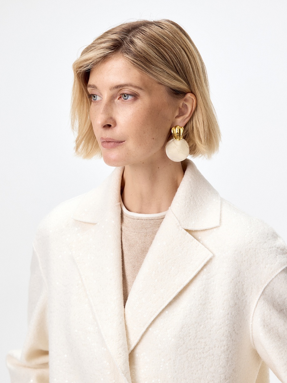  Пальто с мембраной из вареной шерсти с пайетками