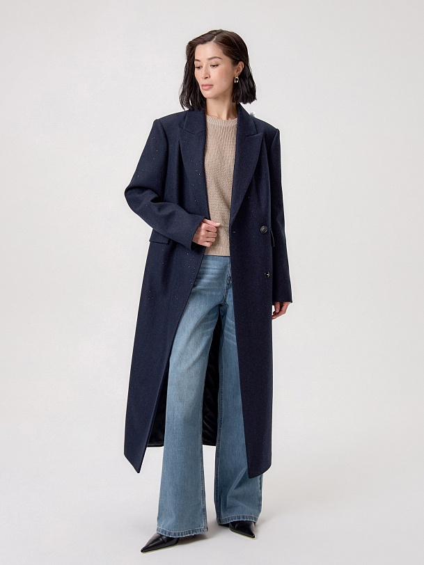 Пальто из шерсти с пайетками и мембраной