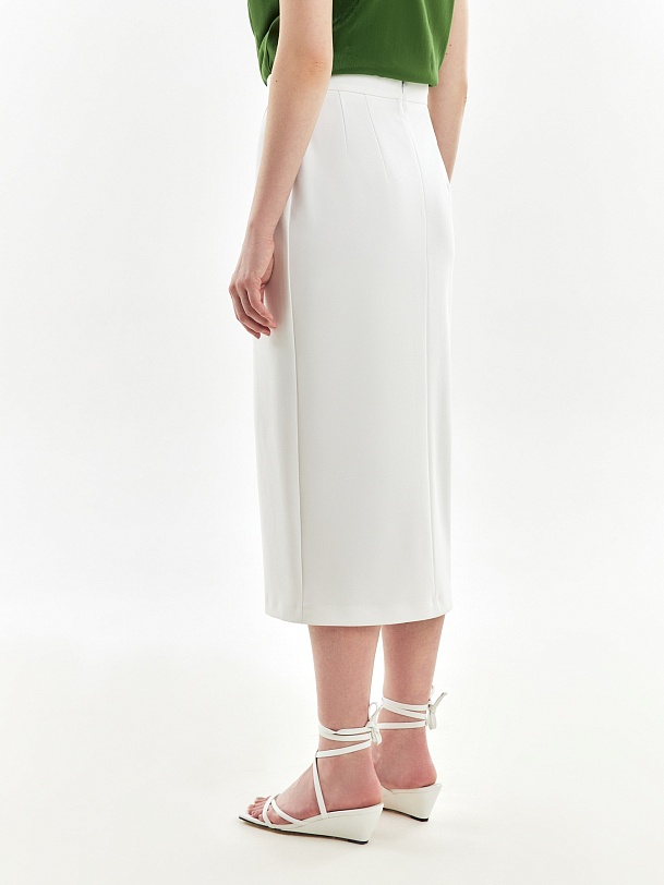 Юбка миди  из костюмной ткани с имитацией запаха