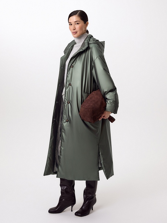 Пальто из непромокаемой плащёвой ткани с капюшоном POMPA арт.1015160i10041