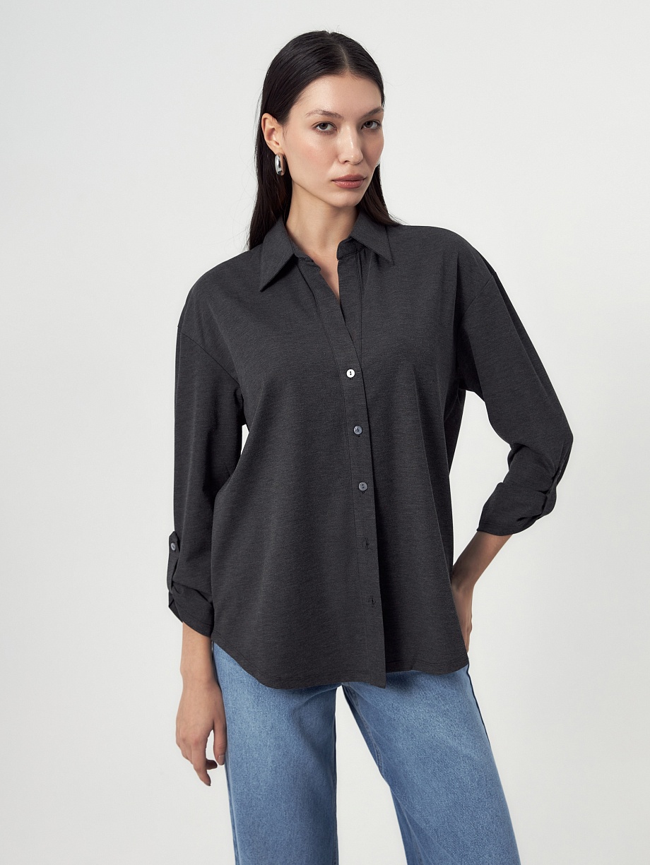 Прямая блуза из вискозного трикотажа