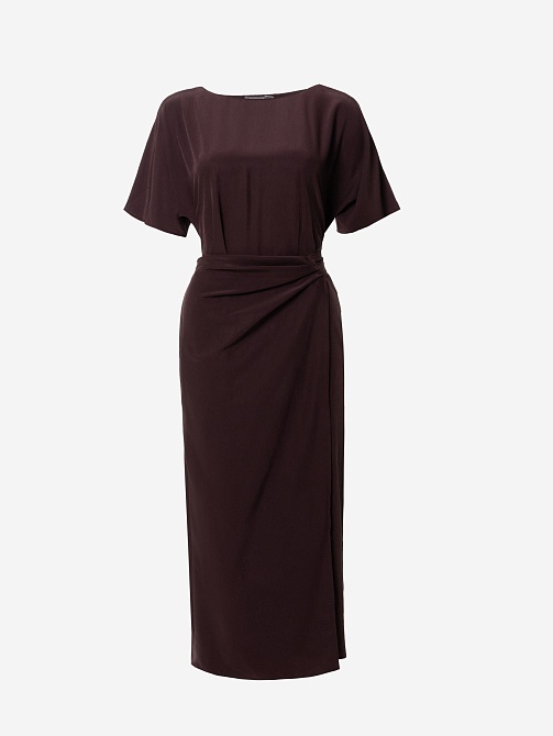 Платье миди из жатого матового атласа