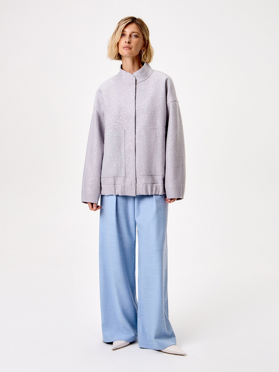 Бомбер из варёной шерсти с мембраной и пайетками