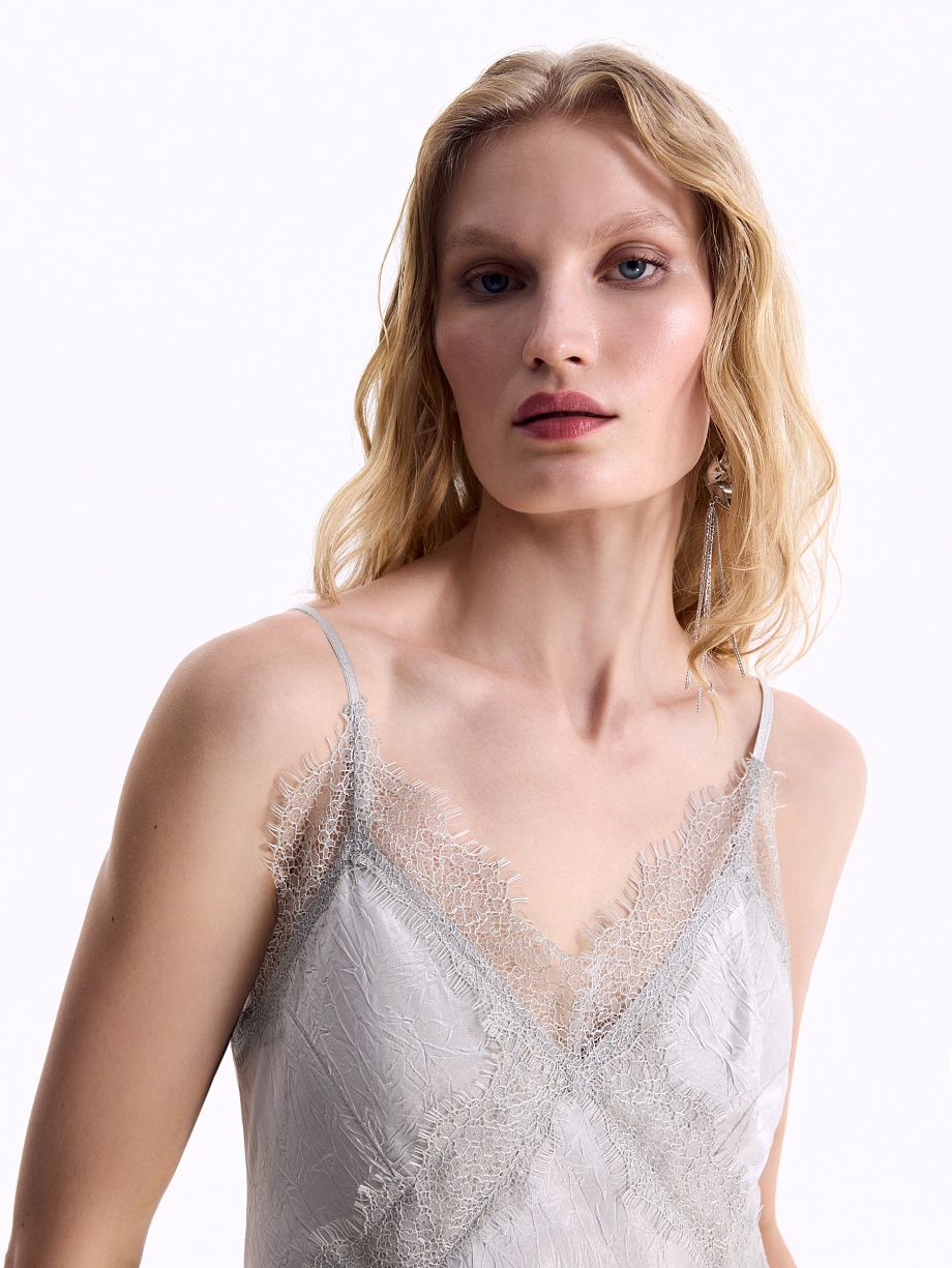 Платье-комбинация из жатого атласа