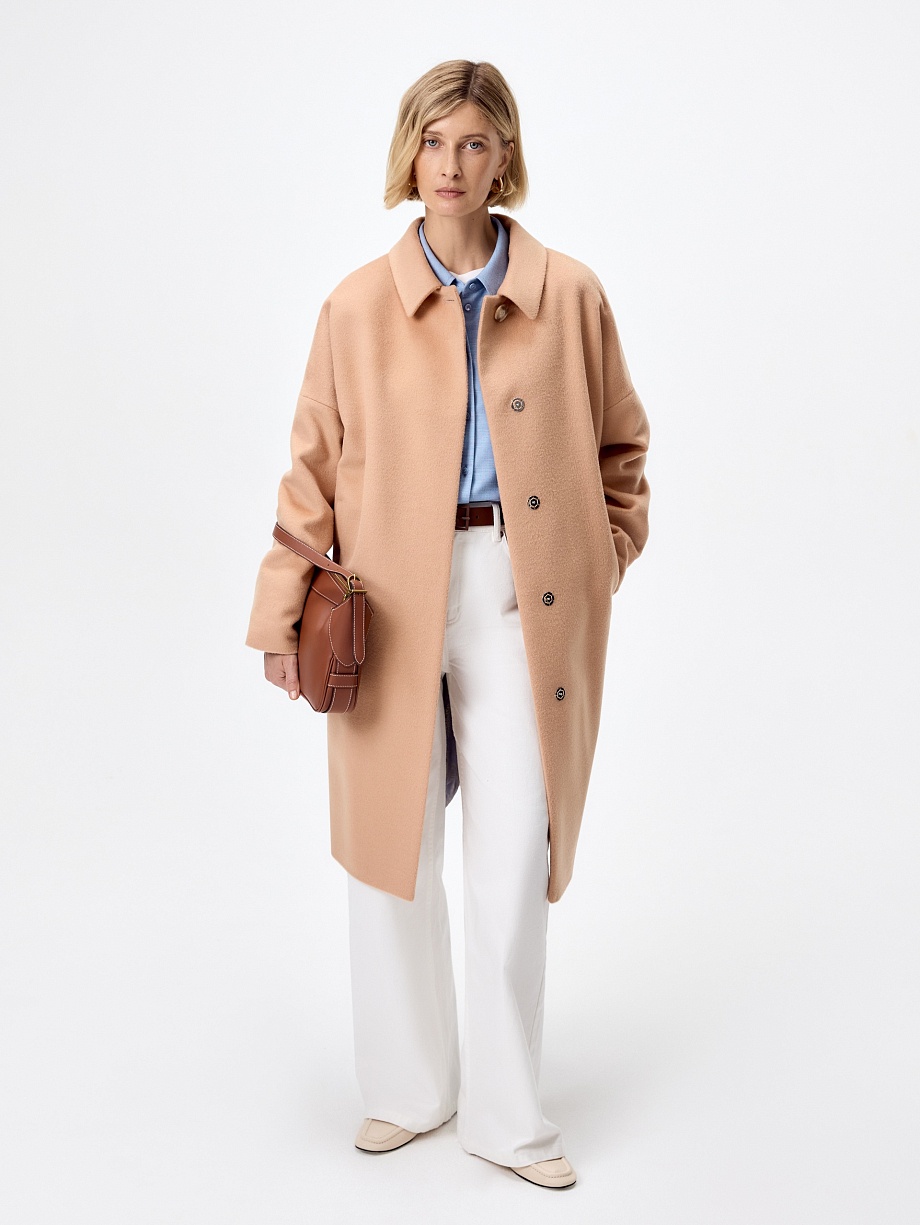 Шерстяное демисезонное пальто с мембраной