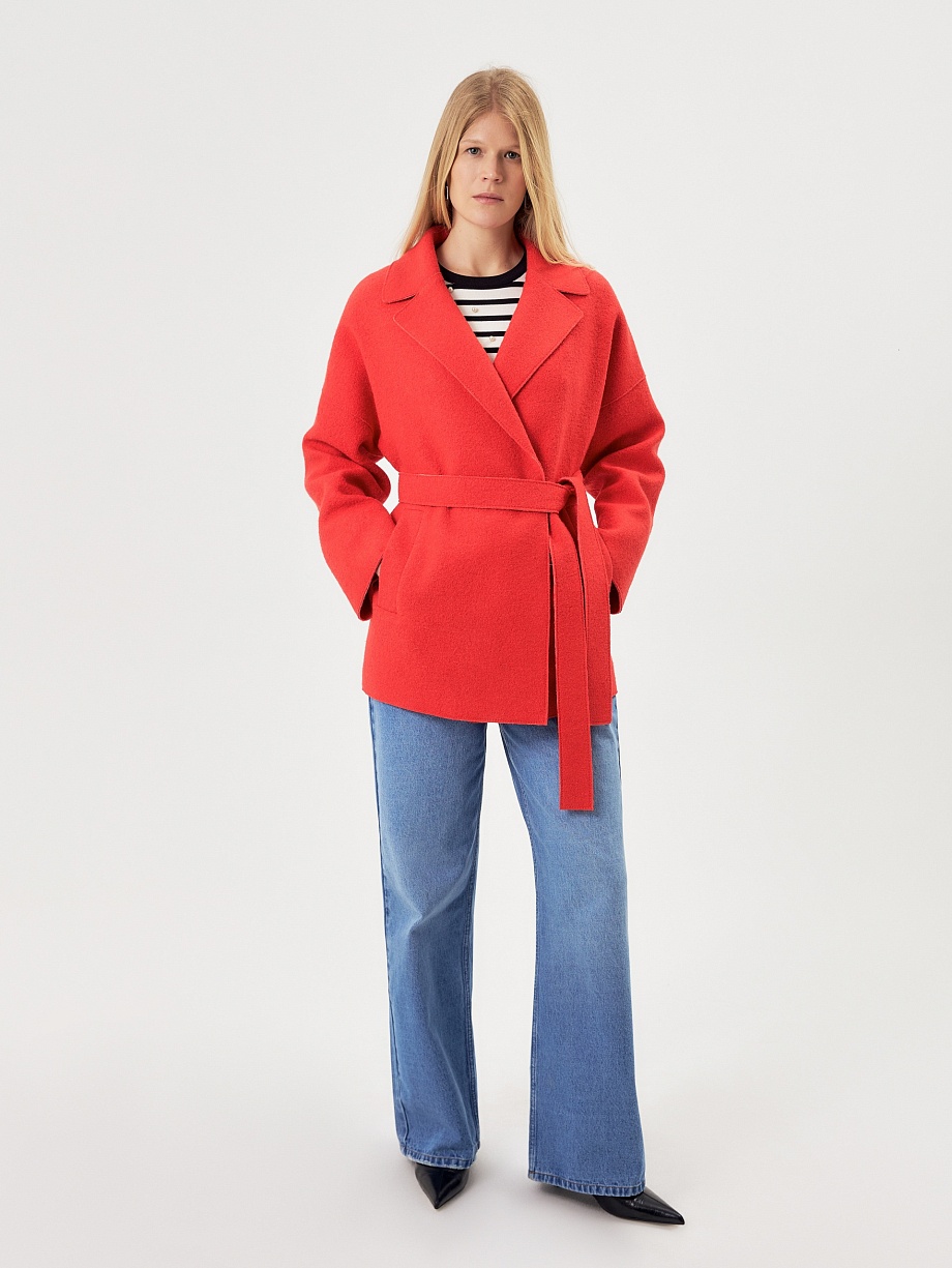 Демисезонное полупальто силуэта кокон