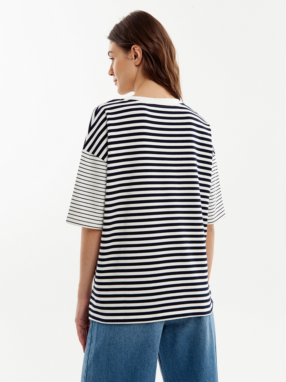 Свободная хлопковая футболка в полоску
