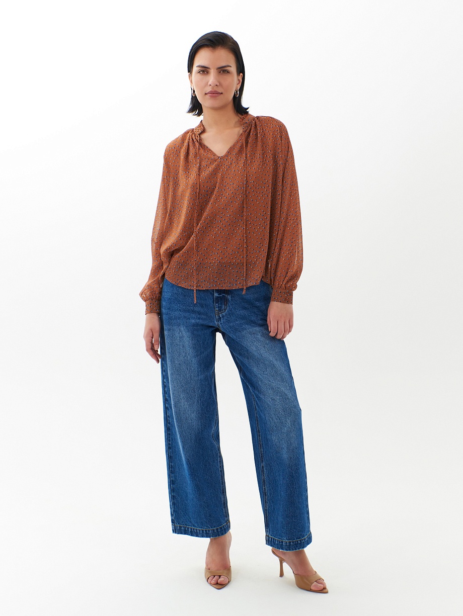 Блуза из шифона с мелким принтом