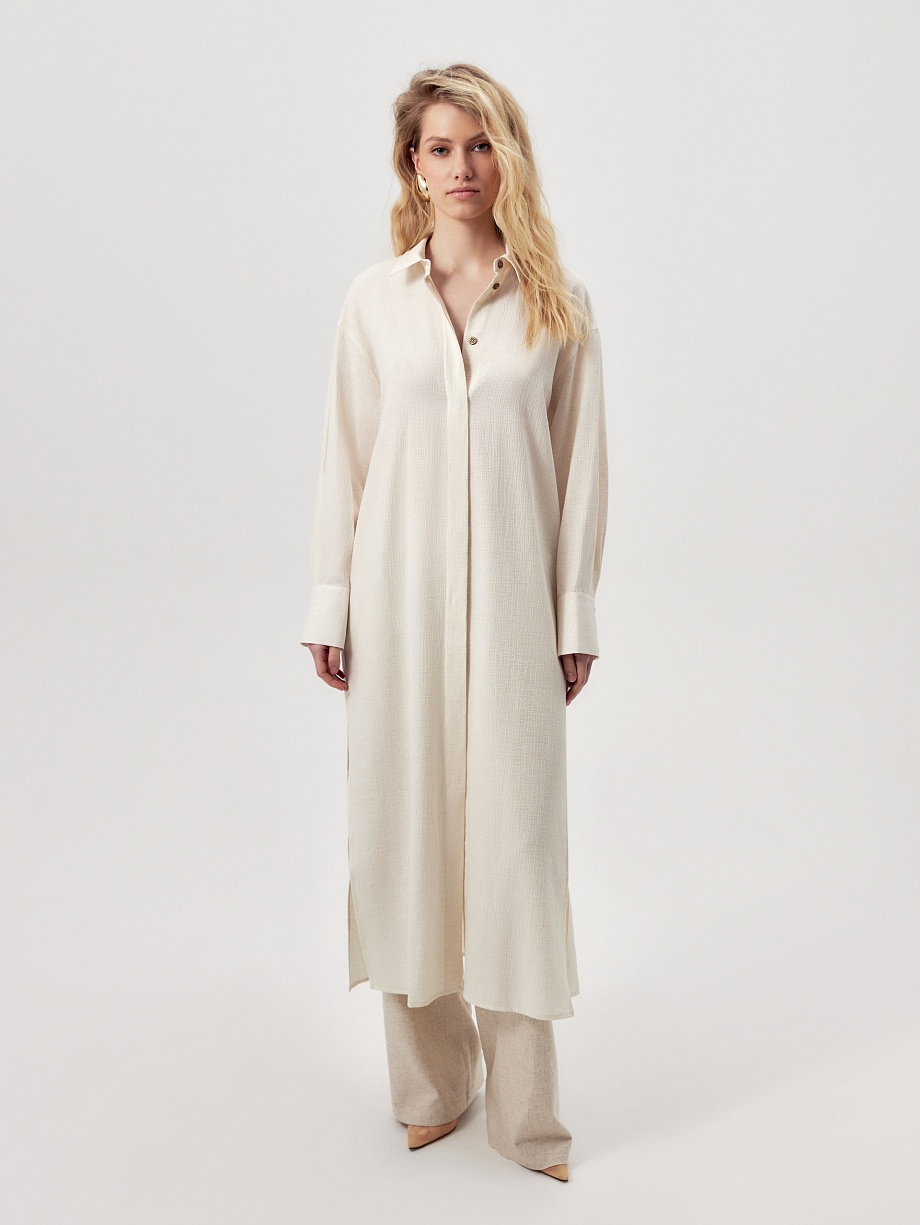 Платье-рубашка из натуральной ткани  