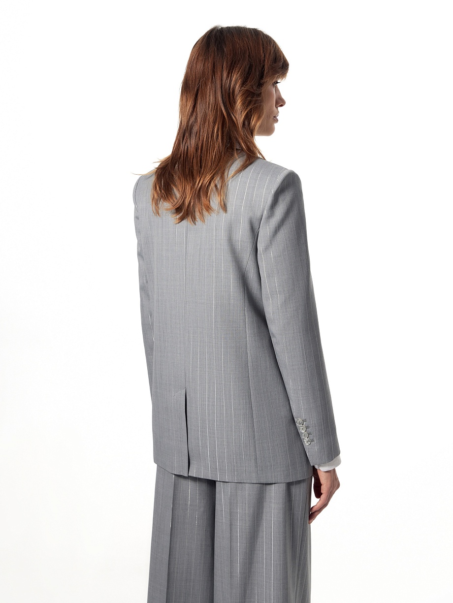 Двубортный жакет из костюмной ткани с шерстью