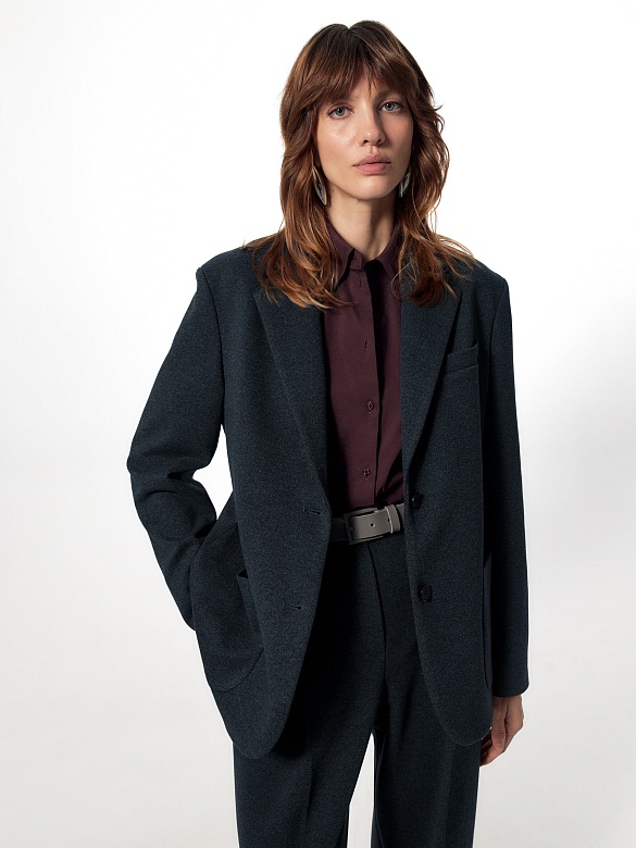 Жакет однобортный из костюмной ткани POMPA арт.2101192cl0591