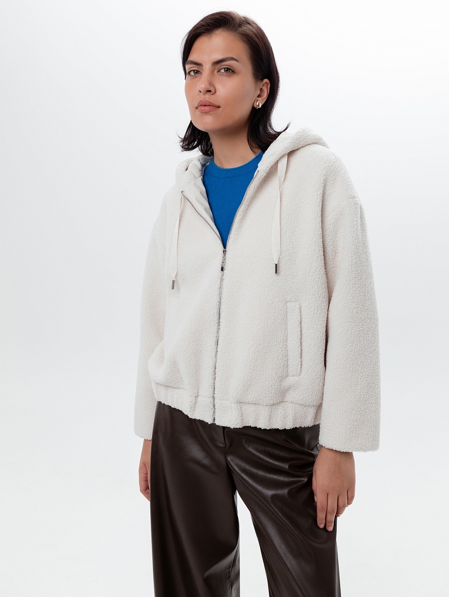 Толстовка из эко-меха с капюшоном